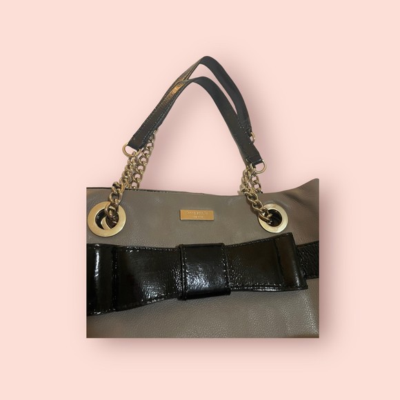 Kate Spade Bohochic‎  Elena Gray Black W/ Bowtie Bag Vintage Purse - Picture 3 of 7